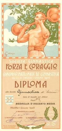 Concorso Nazionale Ginnastico di Milano - Diploma di Argento medio, squadra Allievi. Milano, 1 giugno 1902
